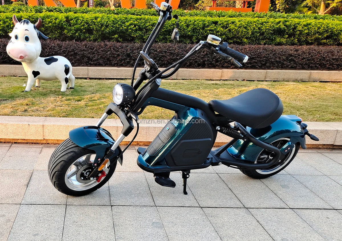 Electric motorcycle with seat dual motor 1500W wide wheel fat tire 60V 12AH harleyment motor scooter electric vehicle for adult