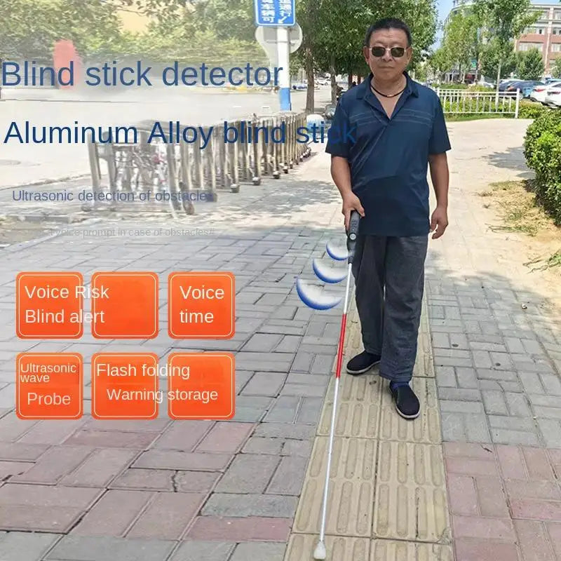 Ultrasonic Electronic Voice Blind Guide Cane Intelligent Obstacle Avoidance Walking Stick Blind People Supplies Guide Cane