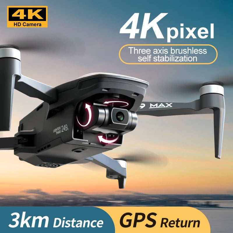 New i9 MAX 240g GPS Drone 4K Professional Dual HD Camera 3-Axis Gimbal Optical Flow RC Quadcopter 26min Flight 3KM VS Faith MINI