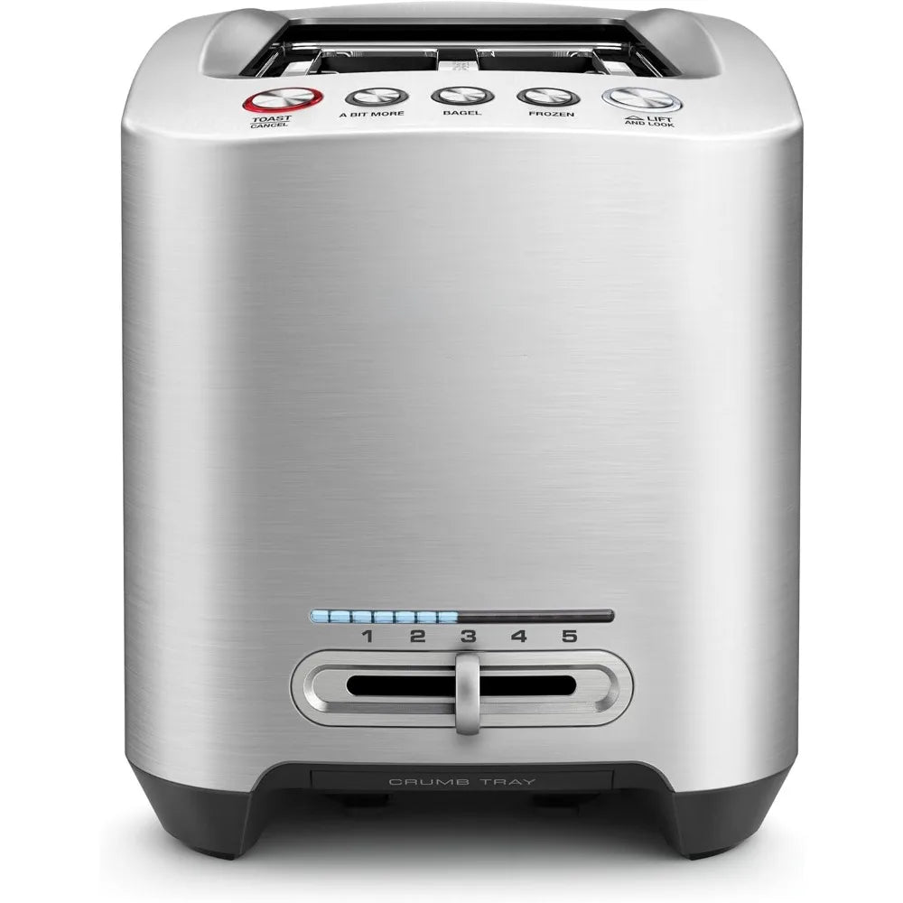 Die cast long slot intelligent toaster with 4 pieces of brushed stainless steel and silver color for free transportation