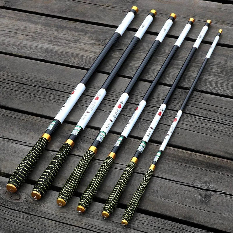 PAZA  Fishing Rod Carbon Fiber Telescopic Ultralight Stream Hand Carp Freshwater Feeder Pole 2.7/3.6/4.5/5.4/6.3/7.2M Tackle