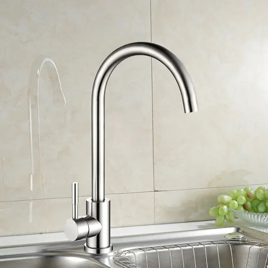 Stainless Steel  Kitchen Faucet Classic Curved Outlet Pipe Tap Single Handle Cold and Hot Water Mixer Sink Faucet Single handle