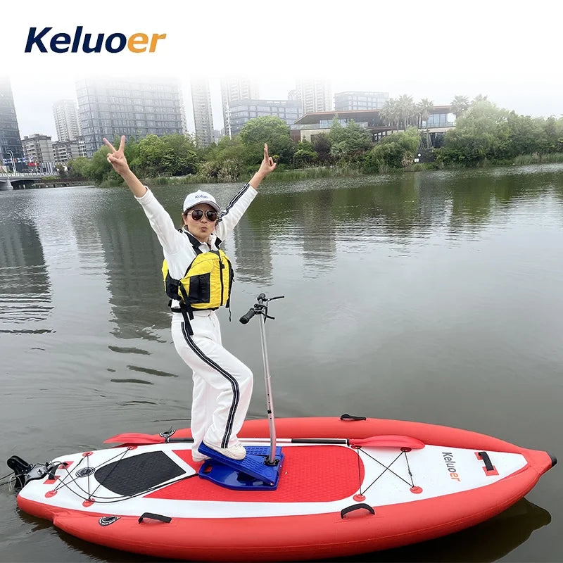 Lightweight Inflatable Fishing Pedal Kayak 12 FT Single Person Standing On Top Ocean Kayak PVC Material