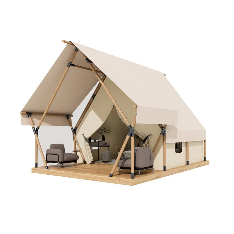 B & B hotel tents, outdoor luxury wooden wild luxury camp tents, resort high-end scenic camping tents