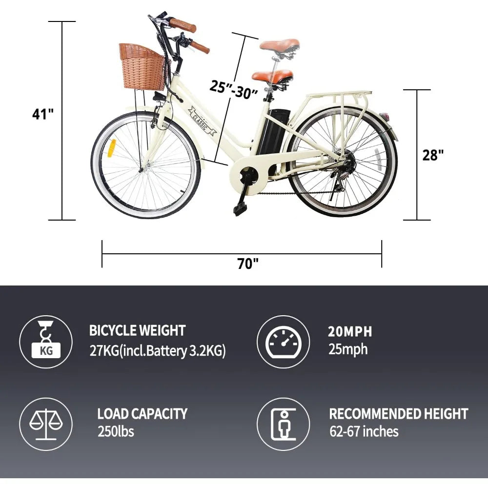 Electric City Bike for Adults 250W/350W Electric Bicycle for Adults High Speed Brushless Gear Motor E-Bike with Removable