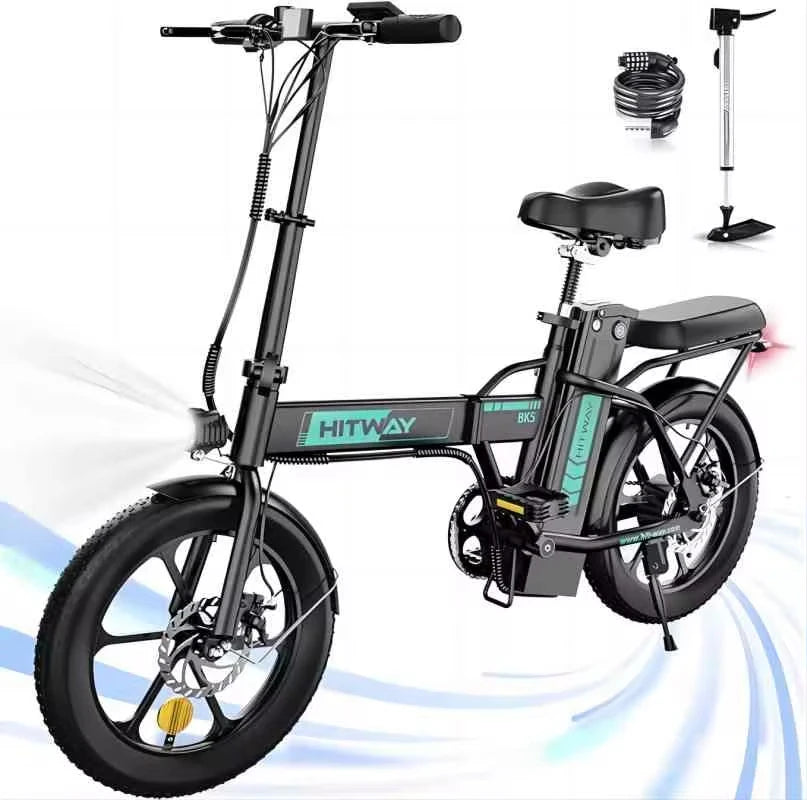 Electric Bike for Adults, E Bike with 36V/12Ah Removable Battery 16"×3.0 Fat Tire Folding Electric Bicycle 500W Motor