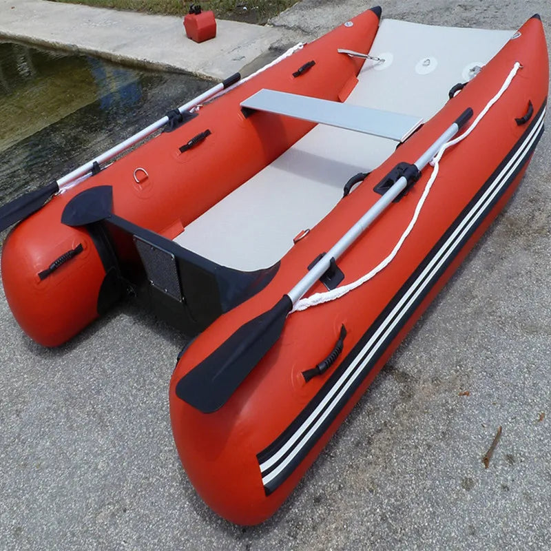 Inflatable aluminum catamaran fishing boat PVC inflatable marine lake fishing boat made in China