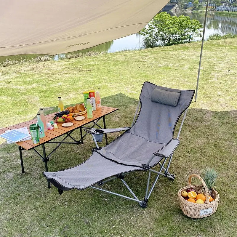 Niceway Foldable Picnic Camping Portable Fishing Chairs Beach Chairs Outdoor Garden Park Single Lazy Chair Backrest Cushion