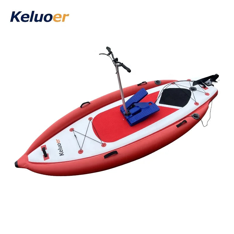 Lightweight Inflatable Fishing Pedal Kayak 12 FT Single Person Standing On Top Ocean Kayak PVC Material