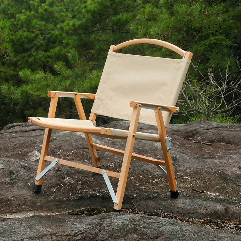 TANXIANZHEAutumn Camping Low Chair Portable Outdoor Chair Aluminum Alloy Wood Grain Folding Chair Camping Equipment Kermit Chair