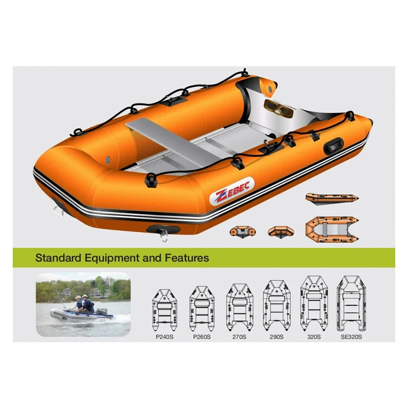 Zebec Kxone Wholesale Inflatable folding Fishing Boat Rowing Kayak Transom Boats for sale